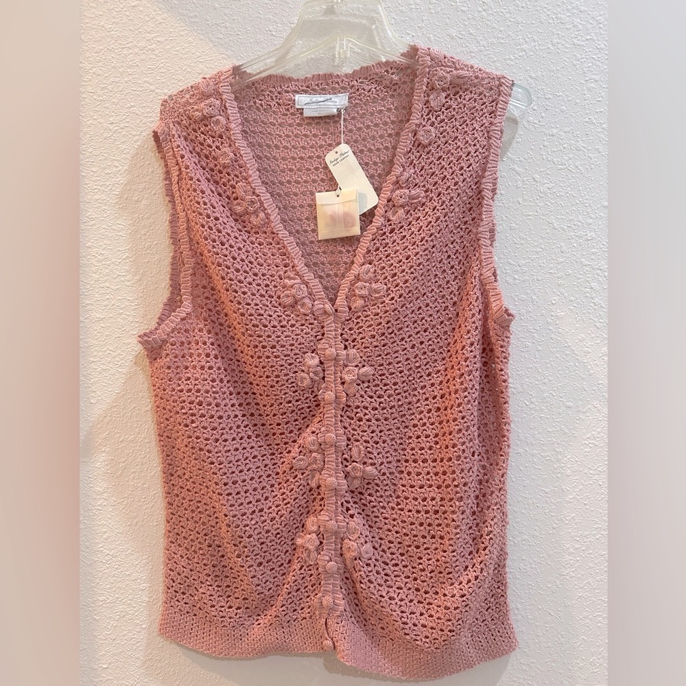 Vintage INDIGO PALMS DENIM COMPANY 🧶crochet Vest 60s/70s Hippie Cottagecore Top